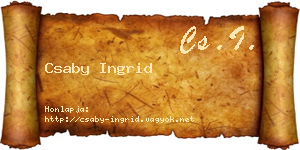 Csaby Ingrid névjegykártya